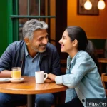 Home 21 상대방의 경험을 반영한 대화법 - A warm and inviting scene of two adult friends engaged in a deep conversation in a cozy café setting...