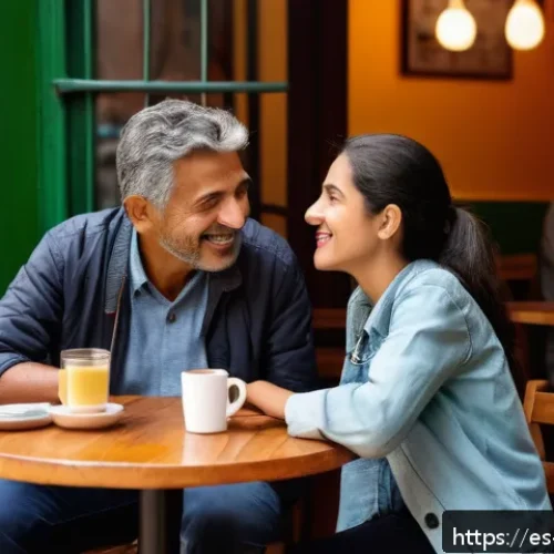 Home 33 상대방의 경험을 반영한 대화법 - A warm and inviting scene of two adult friends engaged in a deep conversation in a cozy café setting...